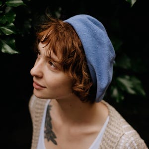 LUNA Beret Cotton | French Style Womens Hat Artist Breathable Airy Light Spring Fall Fashion Vintage Chic Accessory Universal Size BLUE