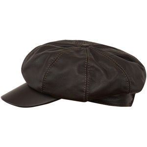 SALE - JIMMY Natural Leather Newsboy Baker Boy Balloon 8 Panels Cap Gavroche French Artist Painters Bohemian Poor Boy Newsboy Hat BROWN