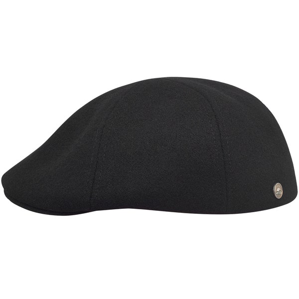 RUSTY Wool Duckbill Mens Flat Cap Cabbie  Cabby Driving Bicycle  Dai Duffer Joao's Bunnet Crook Cheese-Cutter Scally BLACK