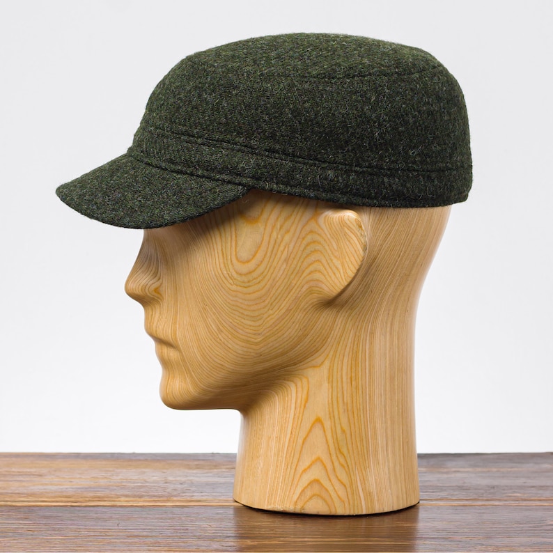 1930s Men’s Summer Clothing Guide BIG PIKE Genuine Scottish Harris Tweed Pure Wool Patrol Autumn Cap Baseball Trucker Hunting Military Ranger Jockey Duty Cadet Peaked GREEN $61.00 AT vintagedancer.com