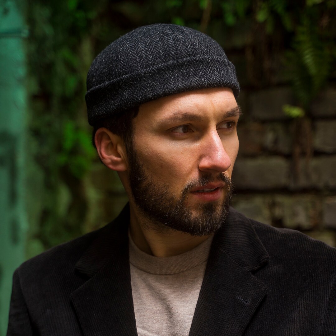 DOCKER Harris Tweed Beanie Cap Pure Scottish Wool Leon