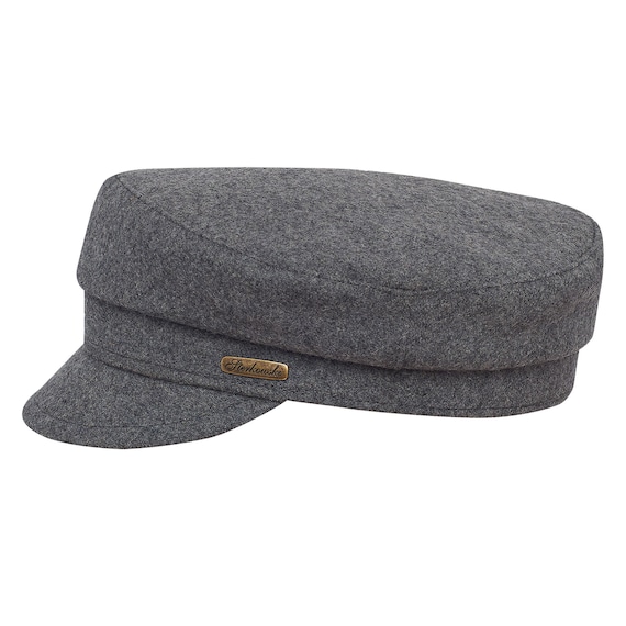 FIDDLER Wool Cloth Jewish Peaked Cap Sailor Greek Fisherman Boatman Mariner  Barge Old School Urban Driver Milkman Fall Hat GRAY 