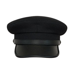 KASHUBIA MODEL 2 Wool Leather Peak Merchant Fleet Officer Cap Trawler ...