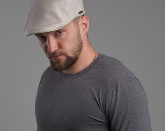 GECKO Linen Summer Flat Cap English Jeff Bunnet Summer Breathable Vented Sun Protection Resort Airy Light Beach Hat BEIGE