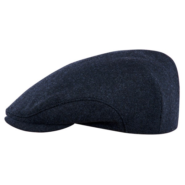 DERBY Merino Wool Flat Cap  Style Bunnet English Dai Jeff Sixpence Vergon Irish Newsboy  Driving Baker Hat NAVY BLUE-bLACK