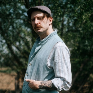 RUSTY Linen Duckbill Mens Summer Flat Cap Cabbie  Driving Bicycle Duffer Bunnet Crook Cheese-Cutter Jeff Scally Joao GRAY