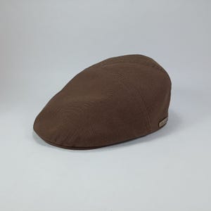 SALE-IVY FIVE Cotton-Men&#39;s English 5 Panels Flat Cap Summer Lightweight Sixpence Vergon Derby Irish Newsboy Golf Duckbill  Driving Hat BRoWN