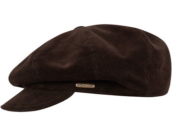 VIGO Cord 8 Panel Zeitungsjunge Schiebermütze Stil Newsboy BRAUN