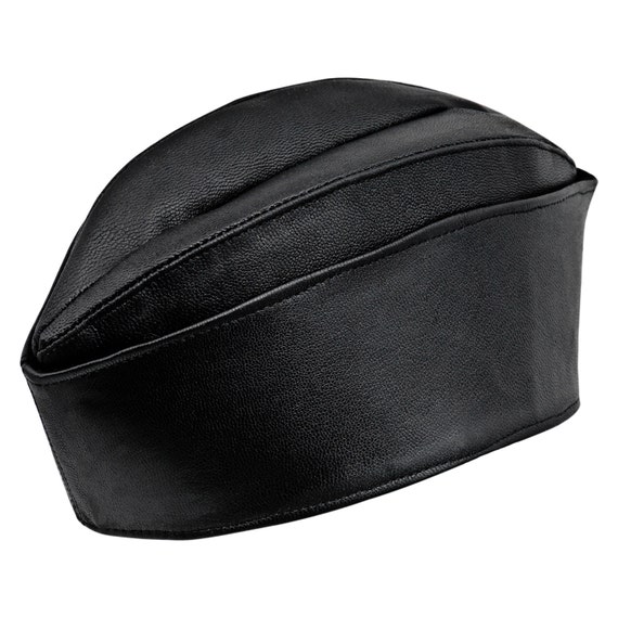 Envelope Leather Side Cap AKA Wedge Service Garrison Cover Flight Hat Chip Bider Cover Field Military Army Duty Cadet Mens Womens Hat Black