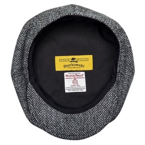 PEAKY Casquette gavroche 8 panneaux Harris tweed véritable écossais Apple Bandit Hooligan Ivy Grande couronne chapeau de golf Laine GRIS-NOIR image 5