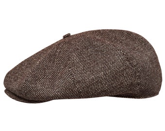 PEAKY gorra de tweed (lana) - marrón / blanco