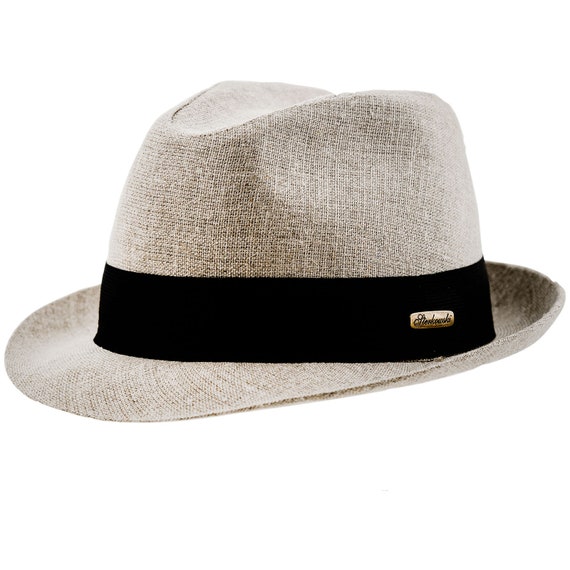 FOLK Linen Cloth Trilby Short Brim Hat Sun Protection Removable Band Beach  Festival Resort Summer Vacation Air Lightweight Spring Jazz BEIGE 