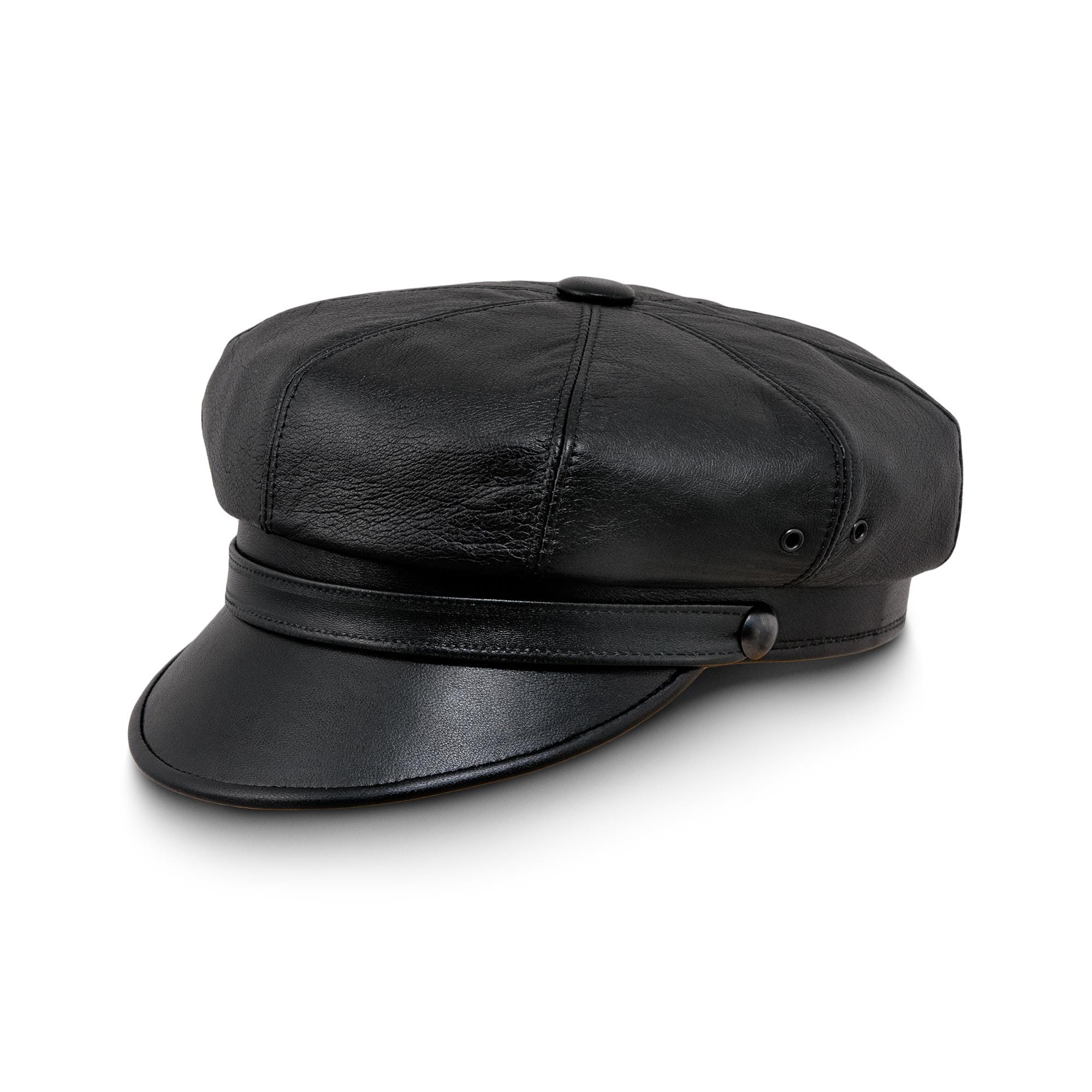 HARLEY Natural Leather Peaked Motorcycle Cap Rockabilly Punk  display picture 3