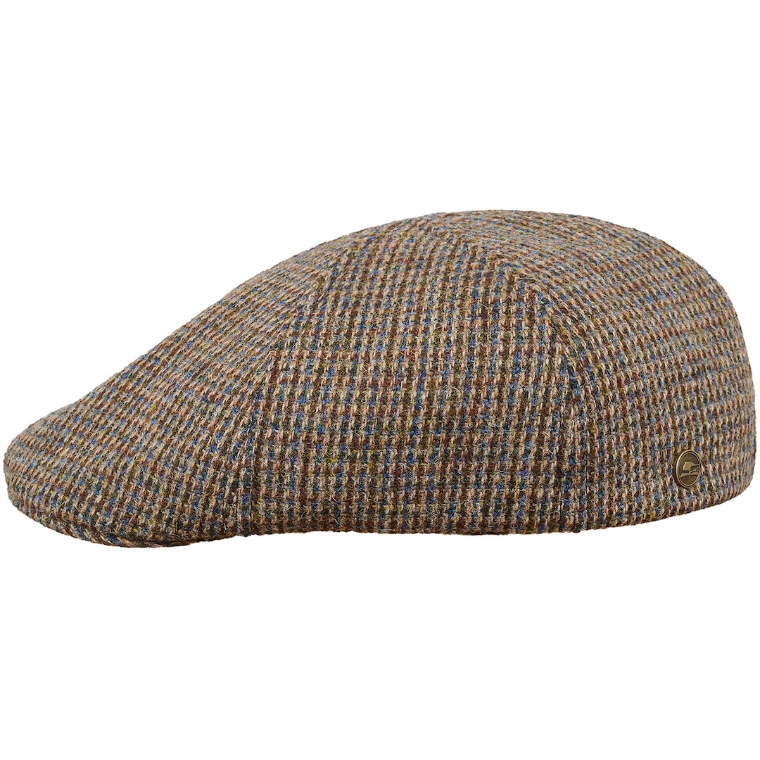 RUSTY Harris Tweed Duckbill Mens Flat Cap Wool Cabby Driving Bicycle ...