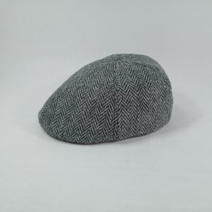SOLDES ! - RUSTY 54 cm Harris tweed Duckbill pour homme Casquette plate en laine Cabby pour homme Dai Duffer Joao's Bunnet Crook ese-Cutter Jeff NOIR-GRIS