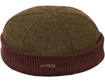 NAVY WATCH Wool Cloth Dock Worker Beanie Stevedore Longshoreman Cap Ribbing Sailor Trawler Leon Docker Winter Sock Skull Hat GREEN-bROWN