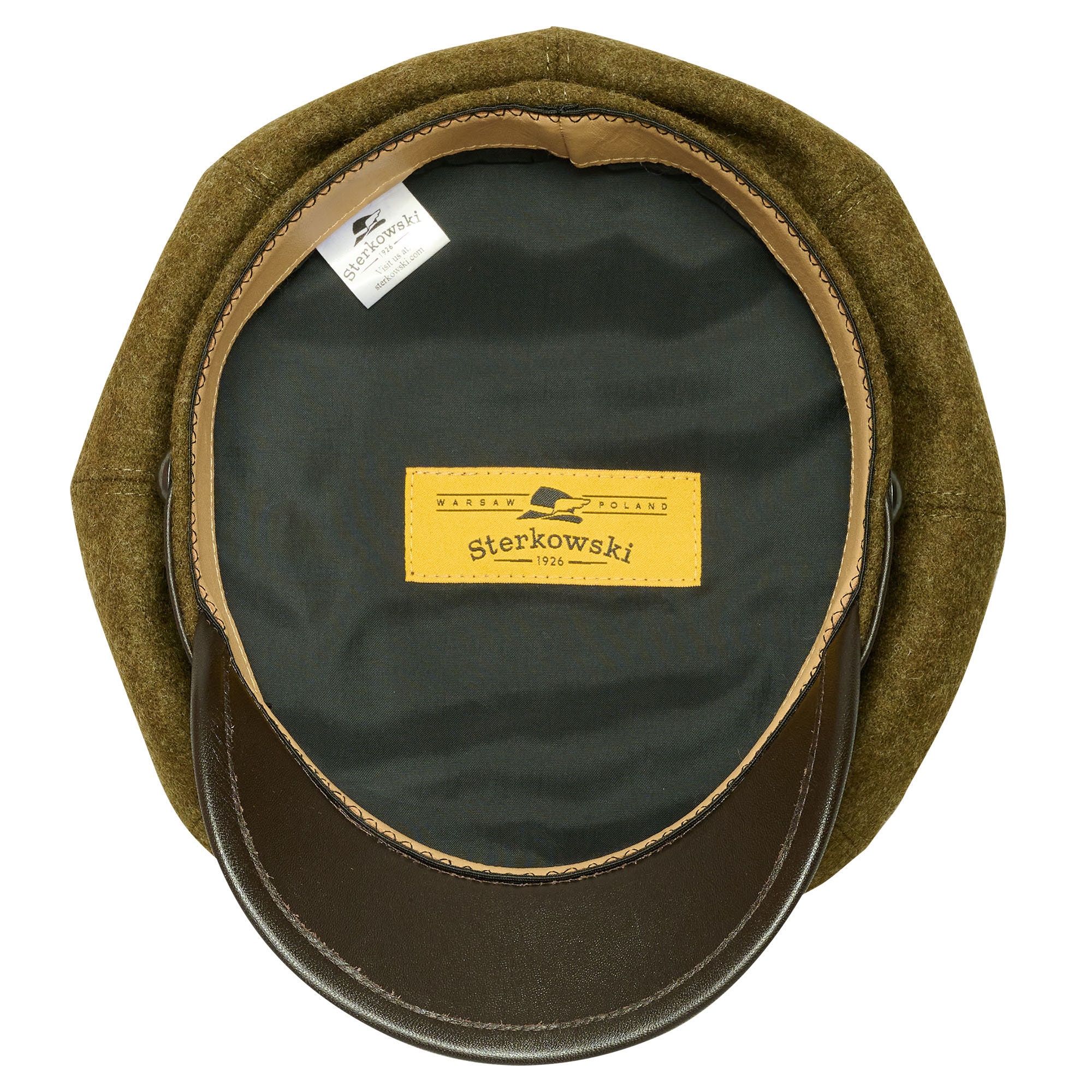 MOTO Motorcycle Biker Peaked Cap Wool Cloth Leather Brim