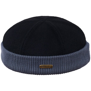 NAVY WATCH Wool Cloth Dock Worker Beanie Stevedore Longshoreman Cap with Ribbing Sailor Trawler Military Leon Docker Skull Hat BLACK-gRAY