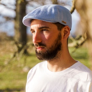 RUSTY gorra con pico de pato de verano de lino puro AZUL CLARO