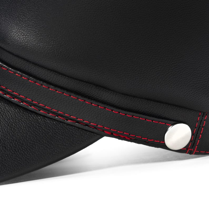 BUFFALO Leather Kepi Cap American Civil War Secession Confederate Union Army Military Officers Collectible Foreign Legion BLACK-RED image 6