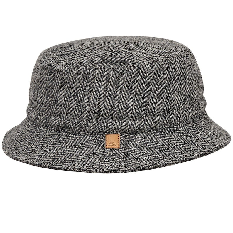 1960s – 70s Style Men’s Hats     GLEN Harris Tweed Bucket Wool Hat Warm Quilted Lining Boonie Fisherman Gilligan Plain Militar Camp Tourist Outdoor Hiking Travel GRAY-BLACK  AT vintagedancer.com