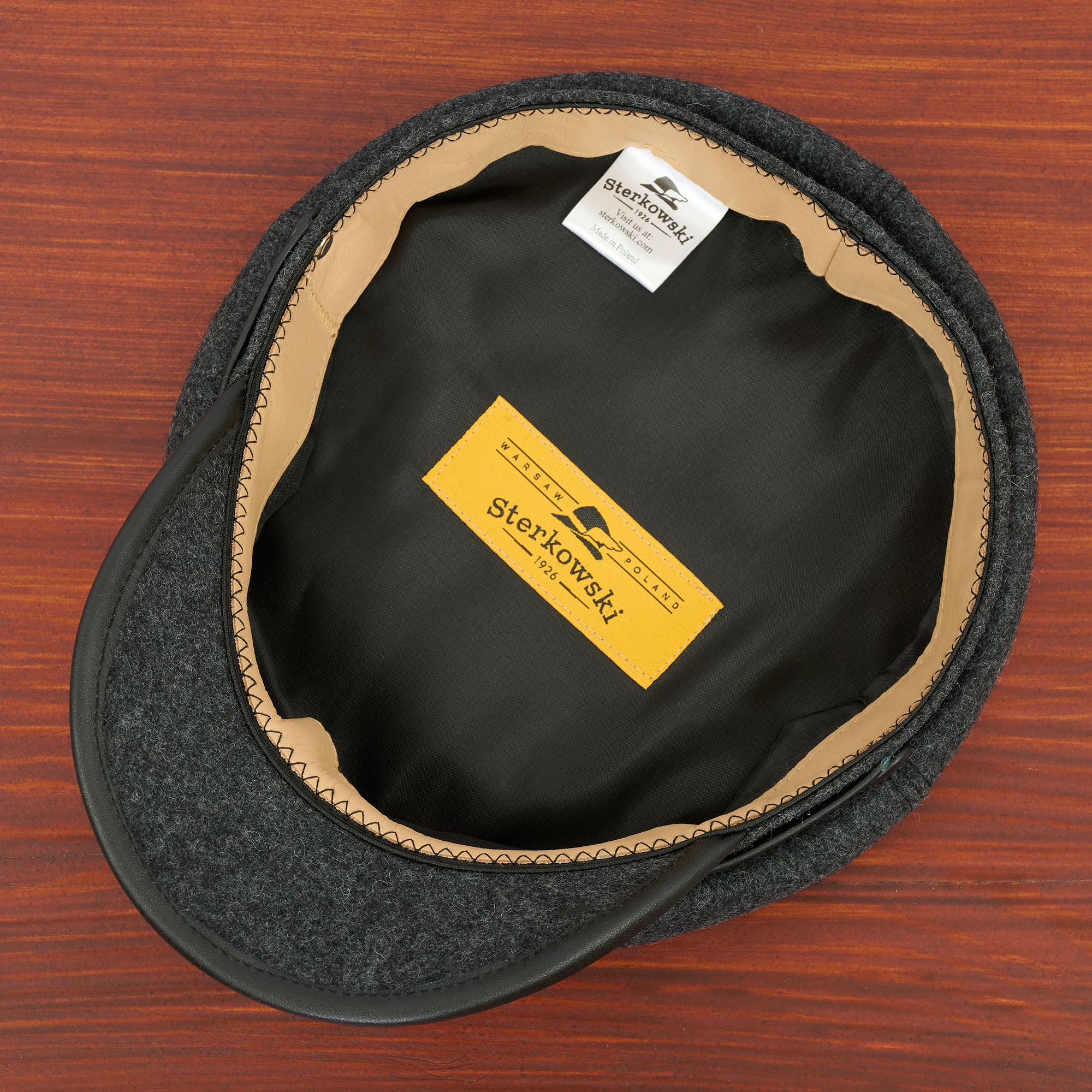 RINGO Wool Crown Leather Strap Peaked Cap Cabbie Chauffeur