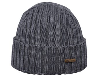 NORFOLK Extra Fine Merino Wool Beanie Soft Ribbed Knit Hat Warm Docker Cap Classic Streetwear Winter Bonnet Urban Adventure Stylish GRAY