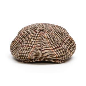 Peaky Stil Harris Tweed Mütze | 8-Panel Newsboy Cap | Große Krone Wollhut Beige- warme und bequeme Mütze aus originalem Harris Tweed Bild 6