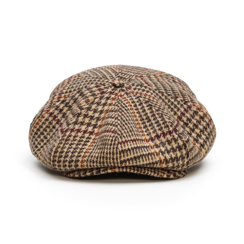 Peaky Stil Harris Tweed Mütze | 8-Panel Newsboy Cap | Große Krone Wollhut Beige- warme und bequeme Mütze aus originalem Harris Tweed Bild 6