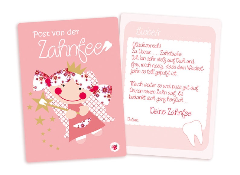 Tooth fairy letter postcard tooth fairy green or pink from Millimi image 1