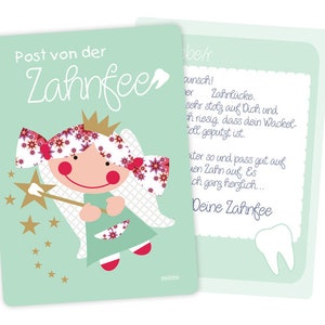 Tooth fairy letter postcard tooth fairy green or pink from Millimi image 2