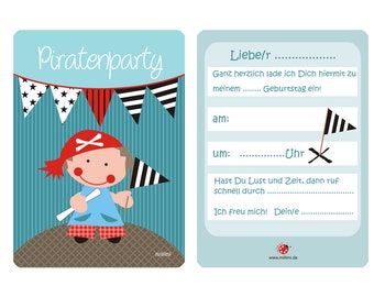 Invitation card pirate for children's birthday for boys in blue by Millimi