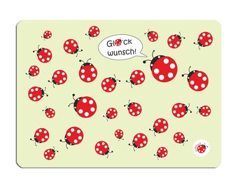 Postcard congratulations green ladybug 2x