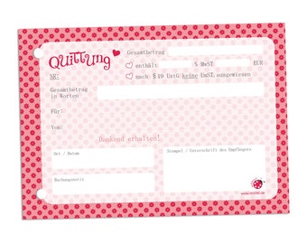 Quittungsblock Quittung A6 50 Blatt rosa millimi