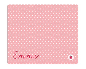 Bureau pad sterren roze mintblauw lieveheersbeestje 60x50 ca. A2