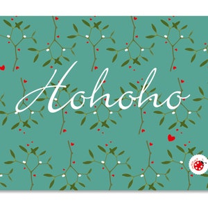 Postkarte Weihnachten Mistelzweig HoHoHo von Millimi