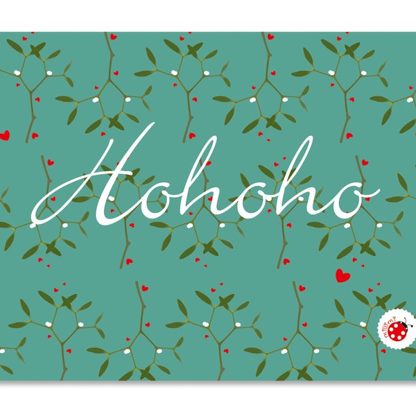 Postkarte Weihnachten Mistelzweig HoHoHo von Millimi