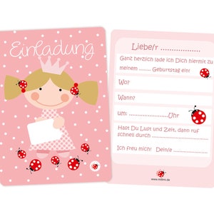 Einladung Prinzessin zum Kindergeburtstag für Mädchen in rosa von Millimi