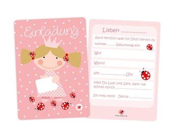 Invitation Princess to the children's birthday party for girls in pink by Millimi