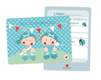 Invitation card twins for children's birthday for twins boys by Millimi