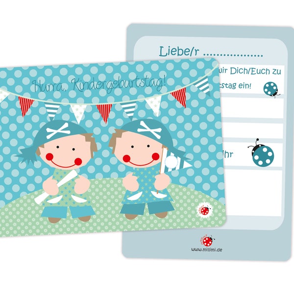 Einladungskarte Zwillinge zum Kindergeburtstag für Zwillinge Jungen von Millimi