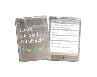 Invitation card for enrollment for twins in blackboard look by Millimi