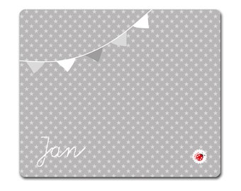 Desk pad stars pennant gray with name 60x50 large