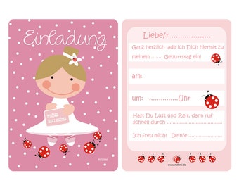 Invitation card for children's birthday ballerina in pink for girls by Millimi