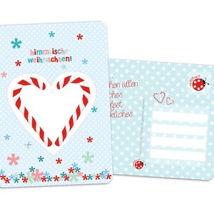 5x Postkarte Weihnachten Herz oder Tannenbaum Millimi