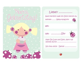 Invitation cards for children's birthday parties for girls in pink pastel by Millimi