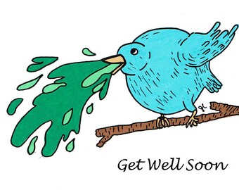 Sick Bird Get Well Scratch-Off Card