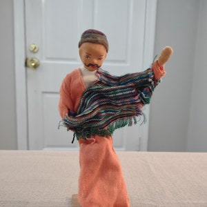 Vintage Hand Made Israel Character Doll - Vintage Folk Art Jerusalem Composite & Twisted Rope Doll - Israel Character Doll