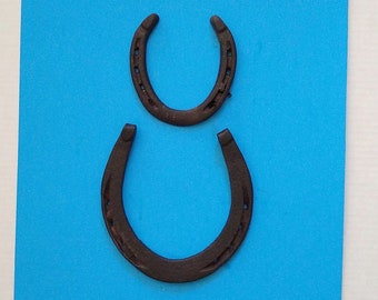 Pair of Antique Horse Shoes - Diamond Hot Forged with 2 Nails - Lucky Rustic Horseshoes - Cabin Decor - Farmhouse Decor - Vintage Equine