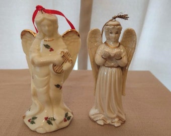 Vintage Angel Figurines: Christmas Holiday Decor, Harp & Book Pair